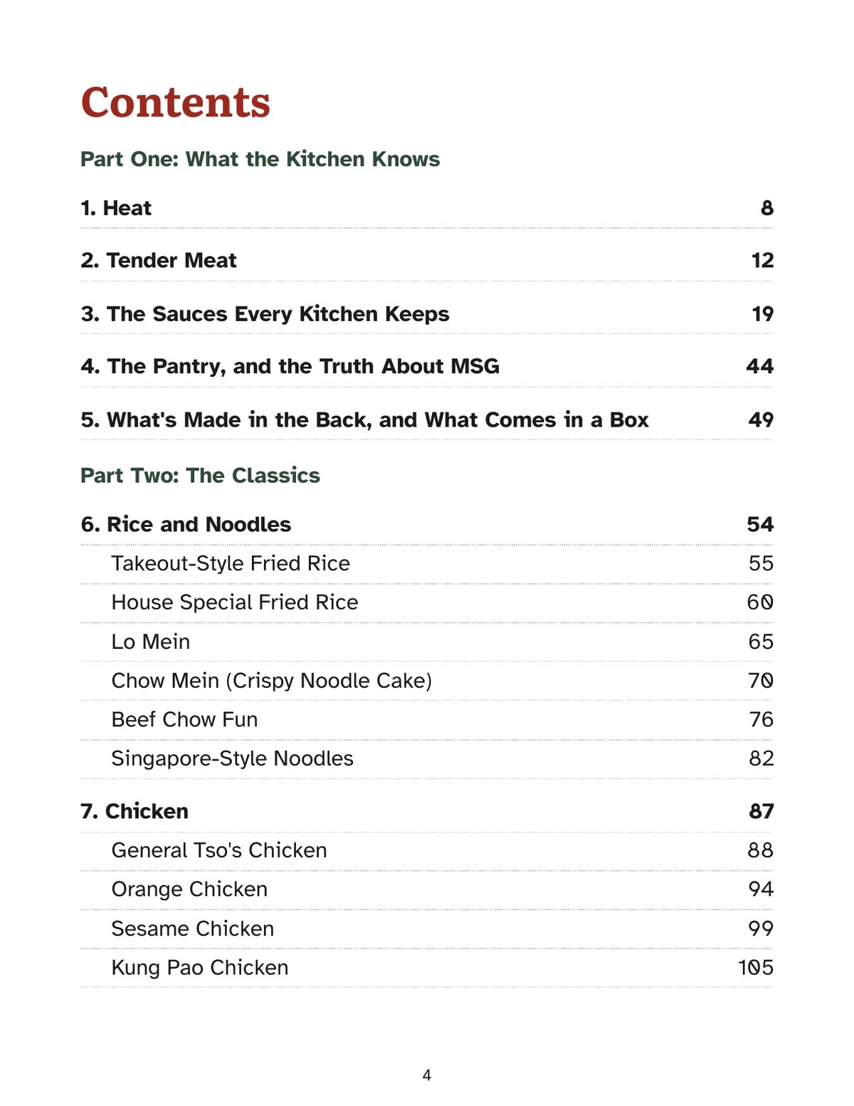 The book's contents page