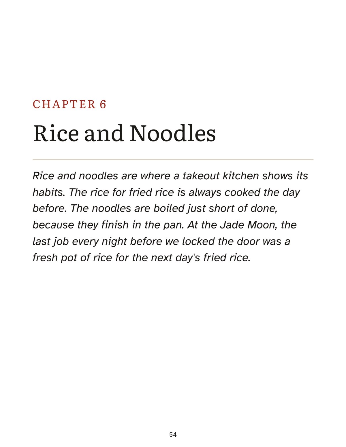 The opening of chapter 6, Rice and Noodles