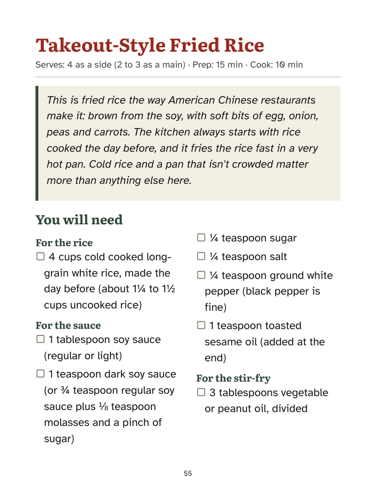 The first page of Takeout-Style Fried Rice